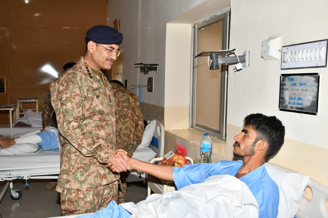 coas gen asim munir visited cmh bannu to inquire about the health and well being of the injured soldiers photo ispr