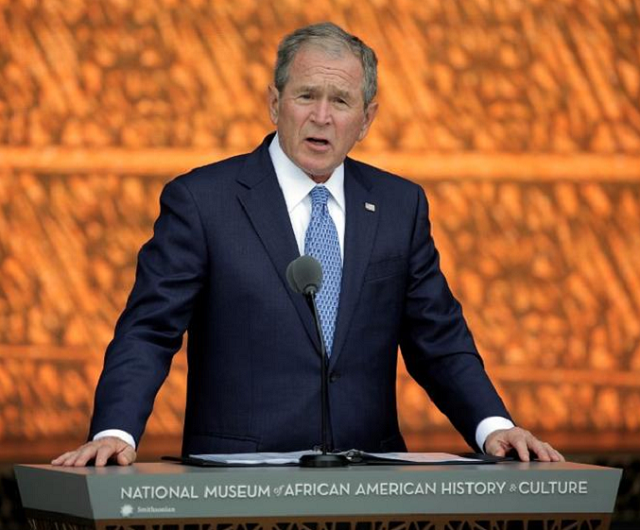 former us president george w bush speaks during the dedication of the smithsonian s national museum of african american history and culture in washington photo reuters file