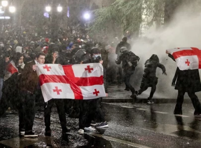 thousands protest georgia s halt to eu talks