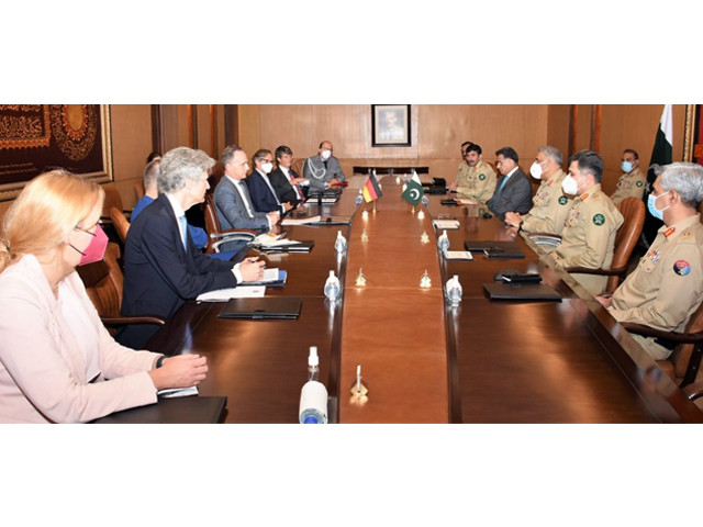 german foreign minister heiko maas is in the meeting with general qamar javed bajwa photo ispr