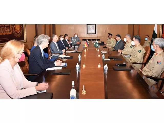 german foreign minister heiko maas is in the meeting with general qamar javed bajwa photo ispr german foreign minister heiko maas is in the meeting with general qamar javed bajwa photo ispr
