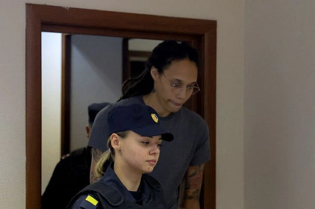 us basketball player brittney griner who was detained at moscow s sheremetyevo airport and later charged with illegal possession of cannabis is escorted before a court hearing in khimki outside moscow russia august 4 2022 photo reuters us basketball player brittney griner who was detained at moscow s sheremetyevo airport and later charged with illegal possession of cannabis is escorted before a court hearing in khimki outside moscow russia august 4 2022 photo reuters