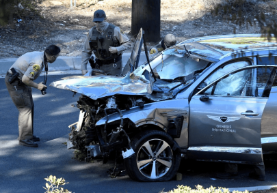 golf great tiger woods suffers serious leg injuries in car wreck