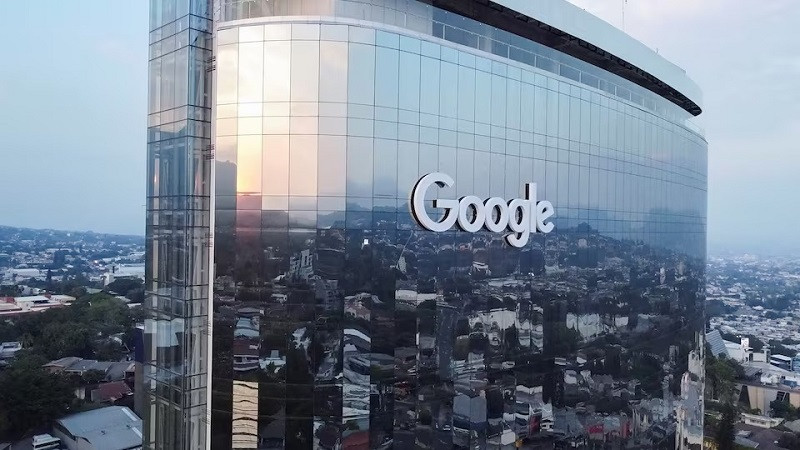 a drone view shows the google logo on a building after the launch of google el salvador in san salvador el salvador april 16 2024 photo reuters