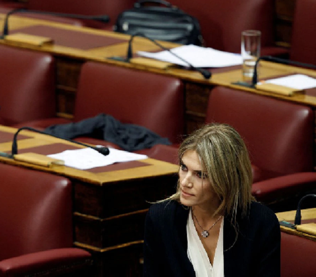 lawmaker eva kaili is seen in the parliament in athens november 4 2011 prior to a confidence vote photo reuters