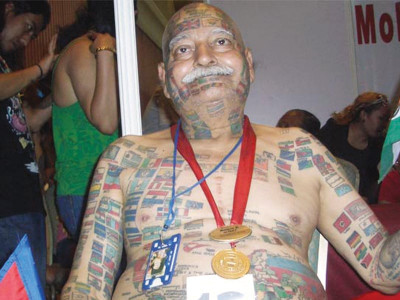 offbeat flag wearing mechanics and lolly licking tigers