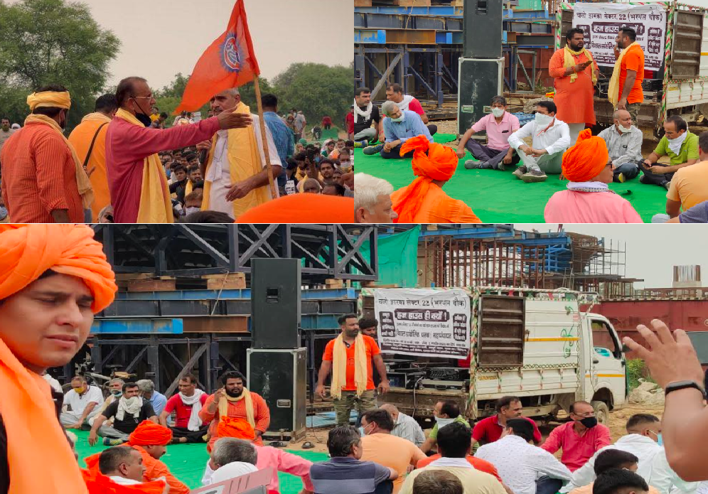 Hindu protestors target construction of Hajj House in Dwarka, near New Delhi. PHOTO: APP