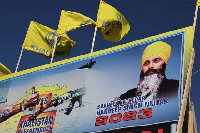 mural of sikh leader hardeep singh nijjar who was slain on the grounds of the guru nanak sikh gurdwara temple in june 2023 in surrey british columbia canada september 18 2023 photo reuters mural of sikh leader hardeep singh nijjar who was slain on the grounds of the guru nanak sikh gurdwara temple in june 2023 in surrey british columbia canada september 18 2023 photo reuters