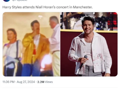 heartwarming reunion as harry styles hugs niall horan s father at manchester concert heartwarming reunion as harry styles hugs niall horan s father at manchester concert