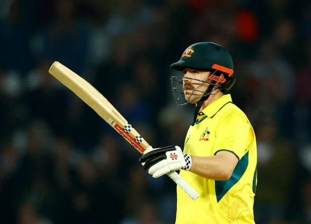 australia s travis head celebrates completing 150 runs during first one day international between england and australia at trent bridge cricket ground nottingham britain on september 19 2024 photo reutersia reuters australia s travis head celebrates completing 150 runs during first one day international between england and australia at trent bridge cricket ground nottingham britain on september 19 2024 photo reutersia reuters