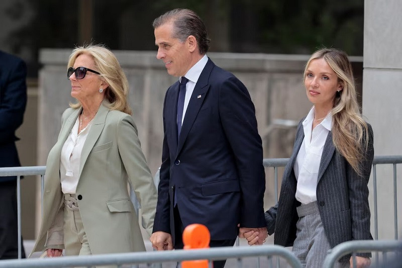 Hunter Biden, son of US President Joe Biden, his wife Melissa Cohen Biden and US first lady Jill Biden leave the federal court after the jury finds him guilty on all three counts in his trial on criminal gun charges, in Wilmington, Delaware, US, June 11, 2024. PHOTO: REUTERS