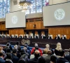 icj president joan donoghue c speaks at the international court of justice icj prior to the verdict announcement in the genocide case against israel brought by south africa in the hague on january 26 2024 photo afp