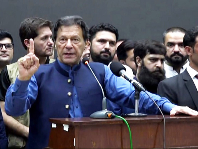 pakistan tehreek e insaf pti chairman imran khan addressing a presser on may 24 2022 screengrab