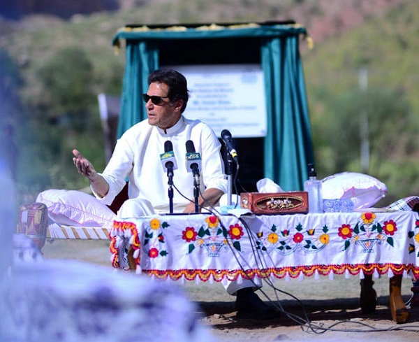 pm imran khan addressing a ceremony at the inauguration of the heritage site at nankana fort jhelum on february 28 2021 photo imran khan s facebook page