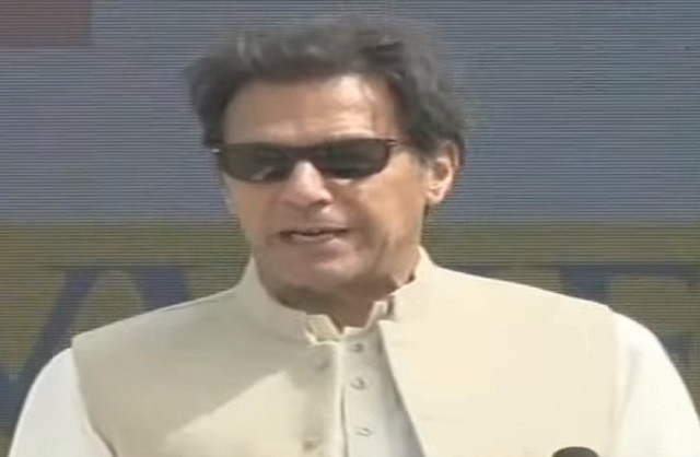 prime minister imran khan addressing a ceremony held to distribute houses among the labourers in islamabad on march 18 2021 screengrab
