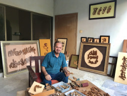 with his hands his head and his heart