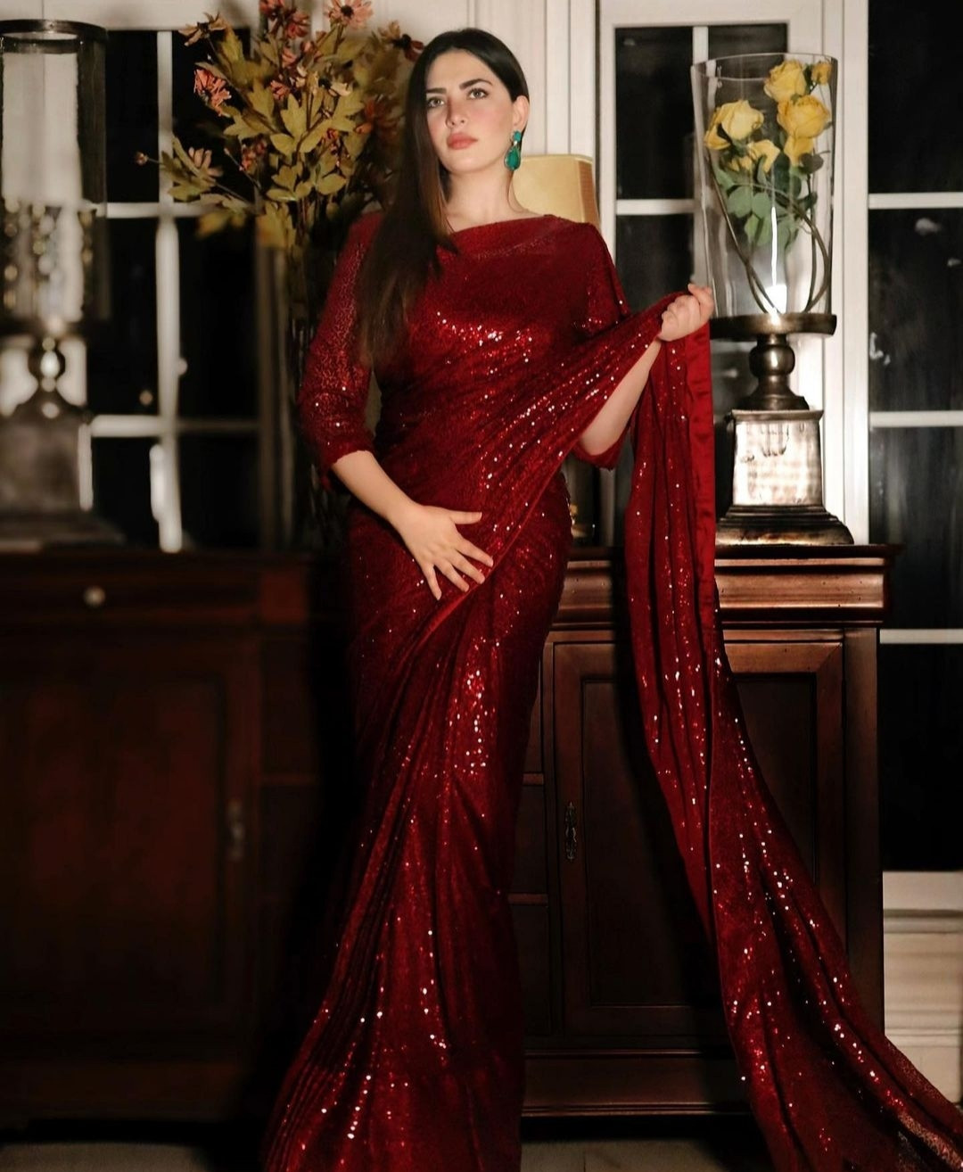 Orgenza Dark Red Color Pure Heavy Organza Silk And Silver Embroidery Work  With Contrast Blouse at Rs 2359 | Border Saree | ID: 24265582848