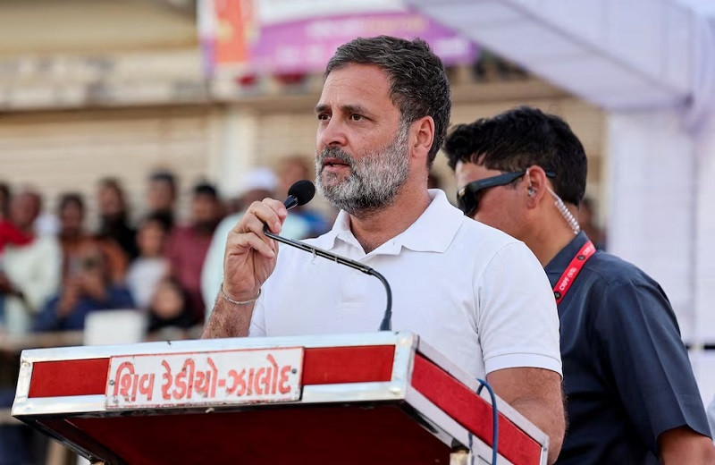 rahul gandhi senior leader of india s main opposition congress party addresses his supporters in jhalod town gujarat state india march 7 2024 photo reuters
