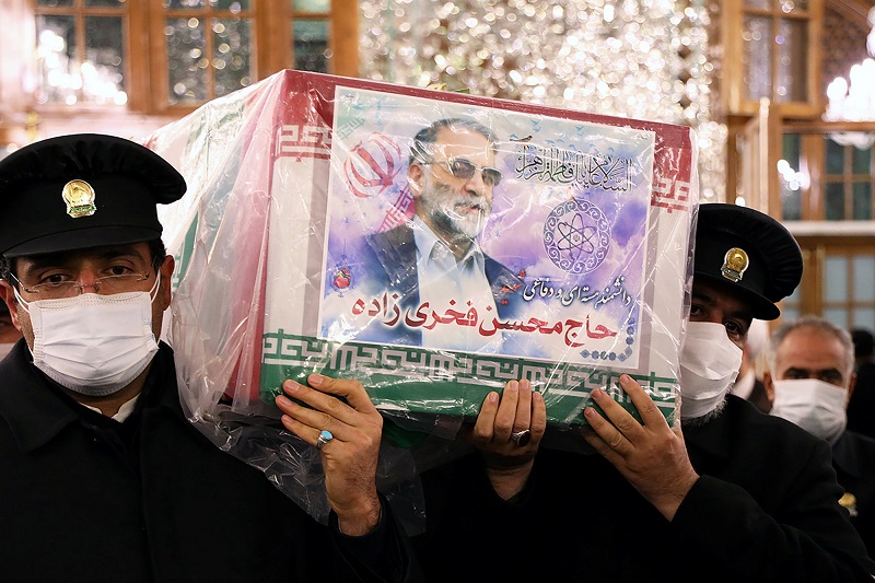 coffin of iranian nuclear scientist mohsen fakhrizadeh in mashhad iran november 29 2020 photo reuters