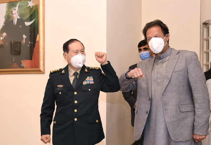 chinese state councilor general wei fenghe called on prime minister imran khan in islamabad photo pm office