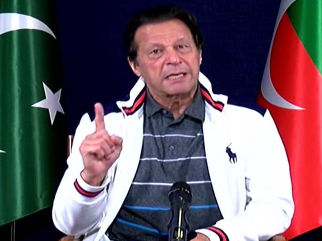 former prime minister imran khan is addressing the media in islamabad screengrab former prime minister imran khan is addressing the media in islamabad screengrab