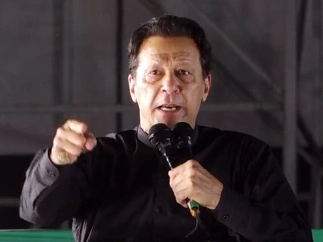 former prime minister imran khan addressing a rally in gujranwala screengrab former prime minister imran khan addressing a rally in gujranwala screengrab