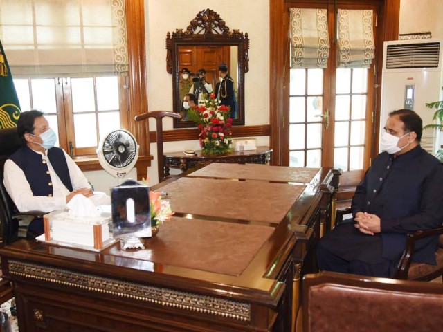 chief minister punjab sardar usman buzdar called on prime minister imran khan in lahore on july 18 2020 photo pid