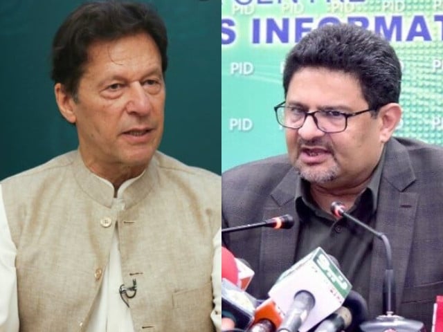 pti chief imran khan l and finance minister miftah ismail r