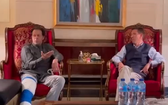 british high commissioner pcb chairman call on pti chief in lahore screengrab british high commissioner pcb chairman call on pti chief in lahore screengrab