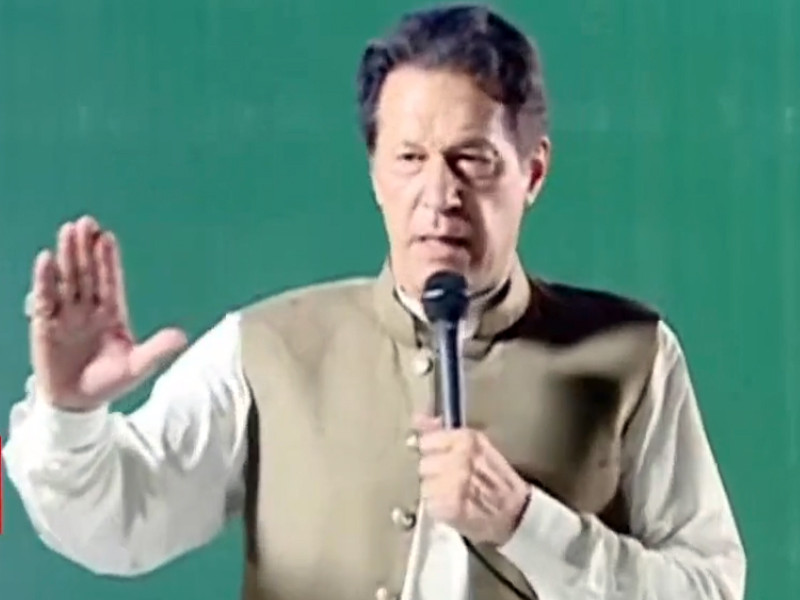 imran khan addressing the peshawar power show screengrab