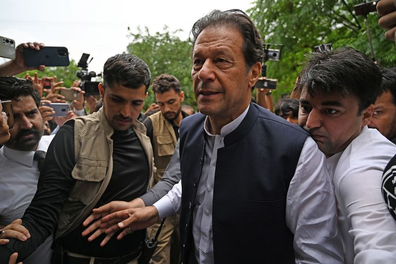 imran khan arrives to appear before the an anti terrorism court in islamabad on aug 25 photo afp