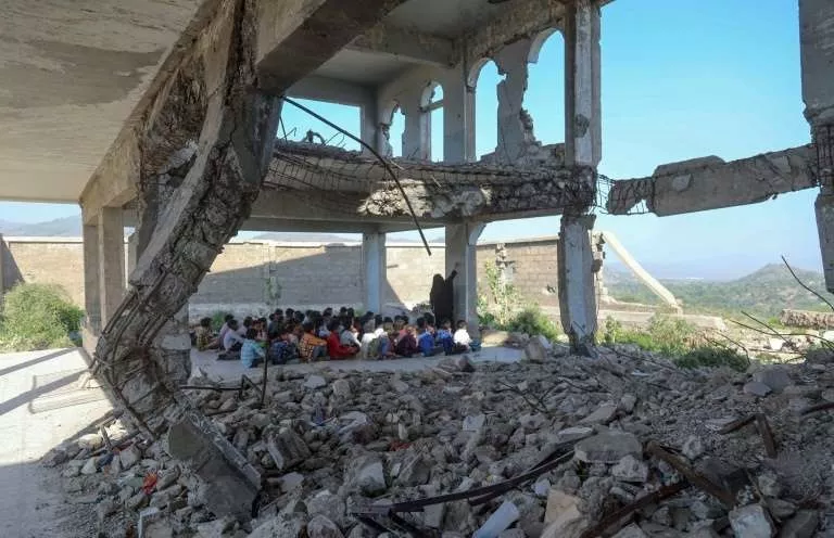 yemeni pupils attend class on the first day of the new academic year in the city of taez in their ruined school hit in a 2016 air strike photo afp yemeni pupils attend class on the first day of the new academic year in the city of taez in their ruined school hit in a 2016 air strike photo afp