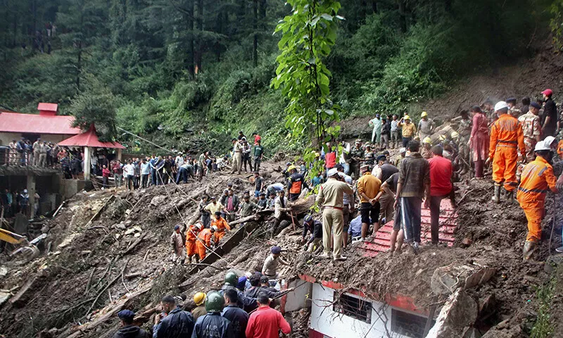 national disaster response force ndrf personnel search for victims at the site of a landslide after a temple collapsed due to heavy rains in shimla on august 14 2023 at least 24 people were killed nine of them in a temple collapse and dozens more were feared missing after intense rains caused floods and landslides in india officials said august 14 photo afp national disaster response force ndrf personnel search for victims at the site of a landslide after a temple collapsed due to heavy rains in shimla on august 14 2023 at least 24 people were killed nine of them in a temple collapse and dozens more were feared missing after intense rains caused floods and landslides in india officials said august 14 photo afp