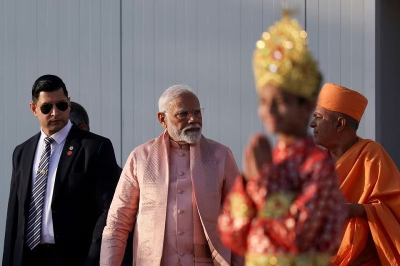 India's Prime Minister Narendra Modi attends the inauguration of the BAPS Hindu temple in Abu Dhabi, United Arab Emirates, February 14, 2024. PHOTO: REUTERS