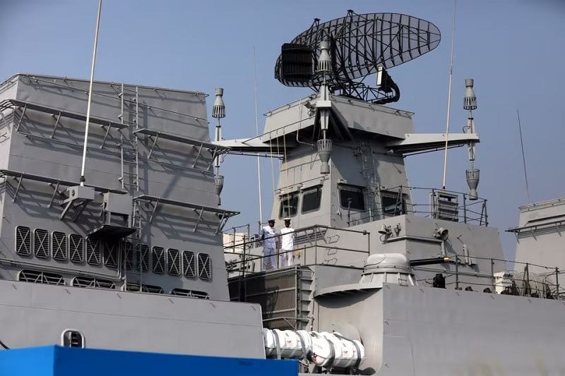 indian navy officers stand on the deck of ins mormugao during its commissioning ceremony in mumbai india december 18 2022 photo reuters