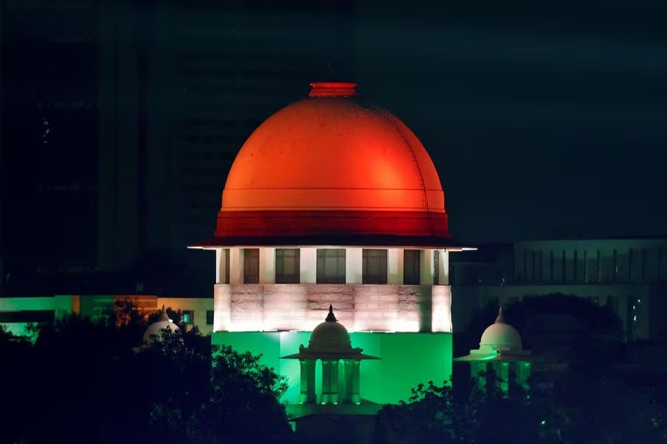 illuminated supreme court building is pictured from the international media center in new delhi india september 9 2023 photo reuters