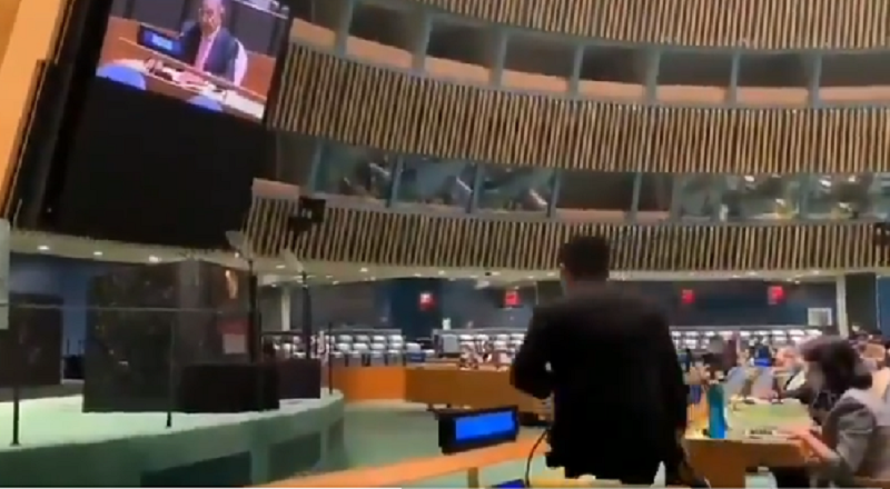 indian diplomat can be seen leaving un hall screengrab