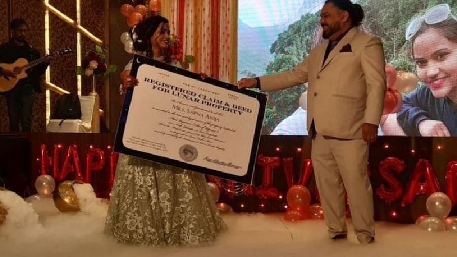 over the moon indian woman gets lunar land as gift from husband