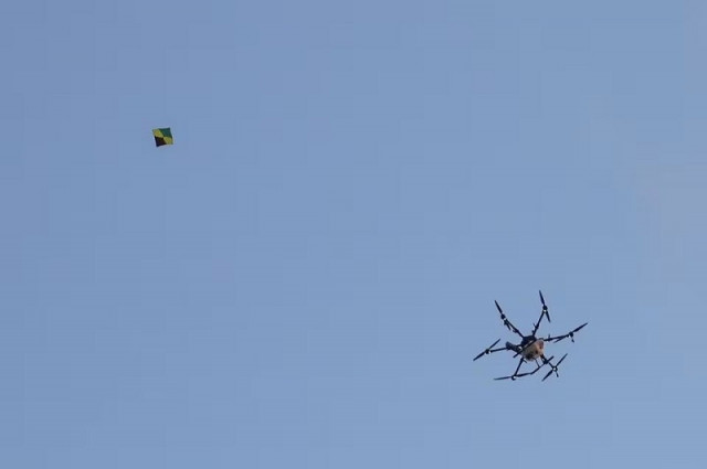 a police drone flies in the sky as farmers march towards new delhi at shambhu india february 14 2024 photo reuters