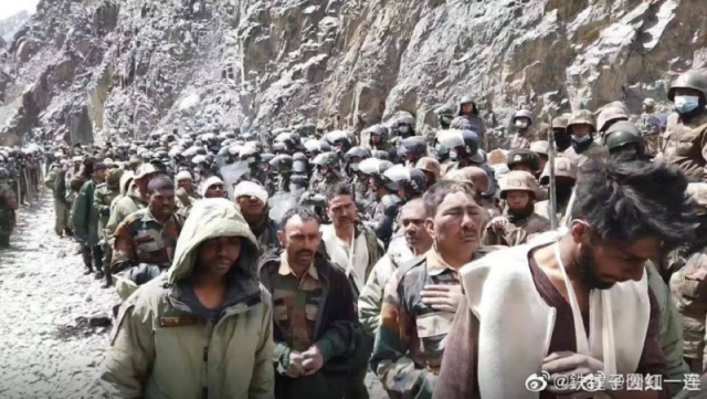 the images widely shared on social media showed scores of indian soldiers beaten black and blue and marching in long columns