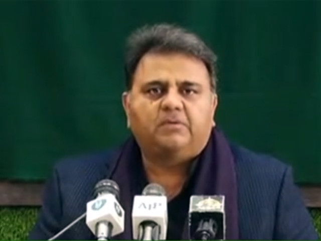 information minister fawad chaudhry pictured during a presser in islamabad on jan 25 2022 screengrab