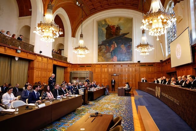 chamber at icj where nicaragua rules on a demand to order berlin to halt arms exports to israel in the hague netherlands april 30 2024 photo reuters