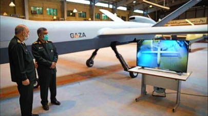 iran guards unveil gaza drone in tribute to palestinians iran guards unveil gaza drone in tribute to palestinians