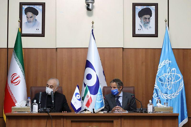 head of iran s atomic energy organisation ali akbar salehi and international atomic energy agency iaea director general rafael grossi attend a press conference in tehran iran august 25 2020 photo reuters head of iran s atomic energy organisation ali akbar salehi and international atomic energy agency iaea director general rafael grossi attend a press conference in tehran iran august 25 2020 photo reuters