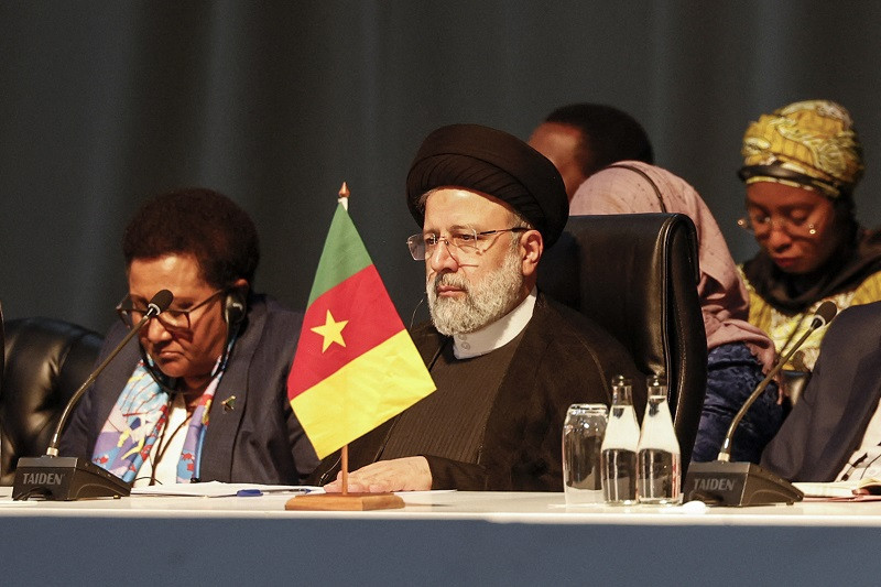 iranian president ebrahim raisi attends a meeting during the 2023 brics summit at the sandton convention centre in johannesburg on august 24 2023 photo afp