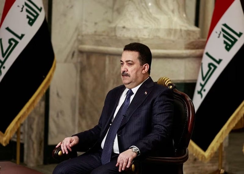 Iraqi Prime Minister Mohammed Shia al-Sudani speaks during an talk with Reuters in Baghdad, Iraq Jan 9, 2024. PHOTO: REUTERS