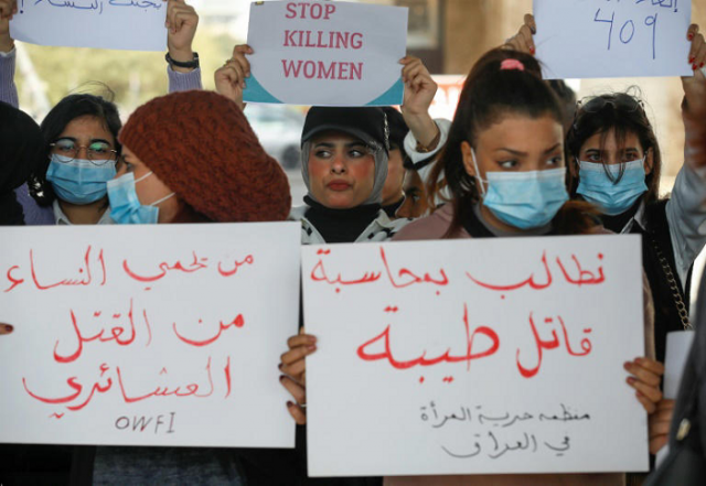 iraqi activists urge legislation against domestic violence after a youtuber s killing that has outraged the country photo afp