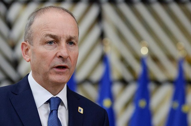 ireland s prime minister taoiseach micheal martin speaks to the media as he arrives for the european union leaders face to face summit in brussels belgium october 16 2020 photo reuters