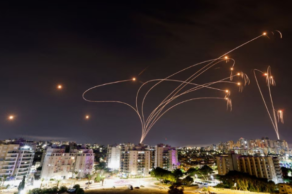 Israel's Iron Dome anti-missile system intercepts rockets launched from the Gaza Strip, as seen from the city of Ashkelon. PHOTO: Reuters
