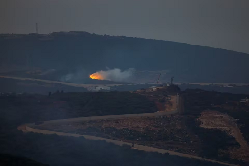 Smoke and flames rise as seen from Israel-Lebanon border in northern Israel, November 13, 2023. PHOTO: REUTERS